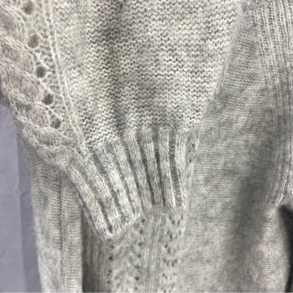 Point Sur Womens Pointelle Sweater Mohair Wool Blend Knitted Gray Small - Picture 4 of 8